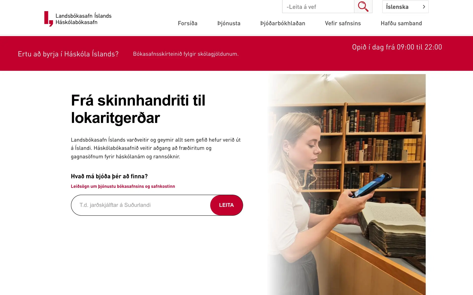 Landsbókasafn Íslands — A modern website for the National Library of Iceland